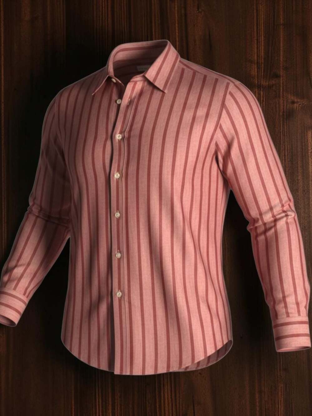 Claiborne Men's Long Sleeve Button Down Shirt in Pink Striped Cotton